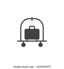 Luggage trolley vector icon. filled flat sign for mobile concept and web design. Hotel Trolley simple solid icon. Symbol, logo illustration. Pixel perfect vector graphics