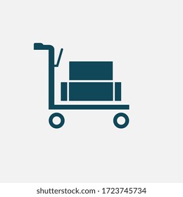Luggage trolley vector icon. filled flat sign for mobile concept and web design. Baggage trolley cart simple solid icon. Symbol, logo illustration. Pixel perfect vector graphics
