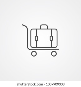 Luggage trolley vector icon sign symbol