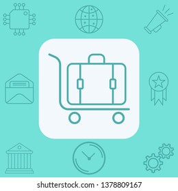 Luggage trolley vector icon sign symbol