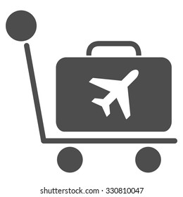 Luggage Trolley vector icon. Style is flat gray symbol, rounded angles, white background.