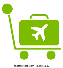 Luggage Trolley vector icon. Style is flat eco green symbol, rounded angles, white background.