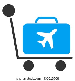 Luggage Trolley vector icon. Style is flat bicolor blue and gray symbol, rounded angles, white background.
