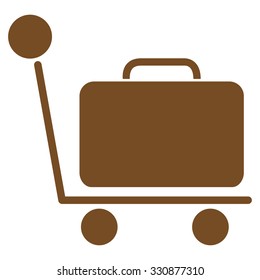 Luggage Trolley vector icon. Style is flat brown symbol, rounded angles, white background.