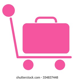 Luggage Trolley vector icon. Style is flat pink symbol, rounded angles, white background.