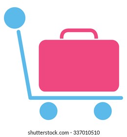 Luggage Trolley vector icon. Style is flat bicolor pink and blue symbol, rounded angles, white background.