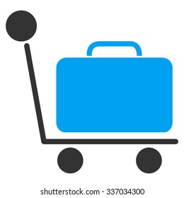 Luggage Trolley vector icon. Style is flat bicolor blue and gray symbol, rounded angles, white background.