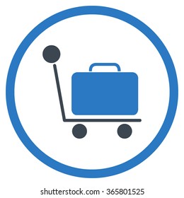 Luggage Trolley vector icon. Style is bicolor flat circled symbol, smooth blue colors, rounded angles, white background.