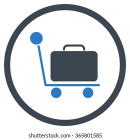 Luggage Trolley vector icon. Style is bicolor flat circled symbol, smooth blue colors, rounded angles, white background.