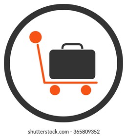 Luggage Trolley vector icon. Style is bicolor flat circled symbol, orange and gray colors, rounded angles, white background.