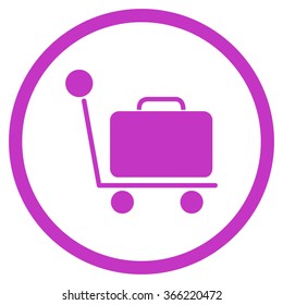 Luggage Trolley vector icon. Style is flat circled symbol, violet color, rounded angles, white background.