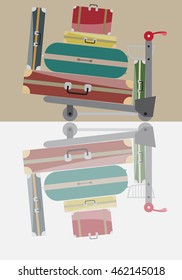 Luggage Trolley Vector Illustration