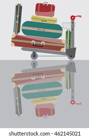 Luggage Trolley Vector Illustration