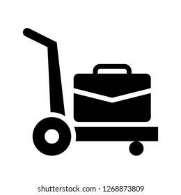 Luggage trolley vector illustration, Baggage solid design icon