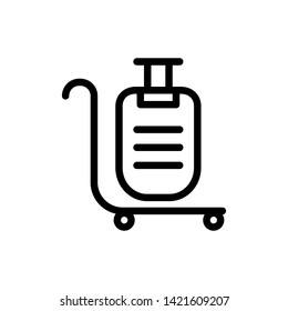 luggage trolley vector line icon illustration eps 10
