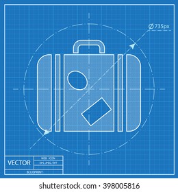 Luggage vector blueprint icon 