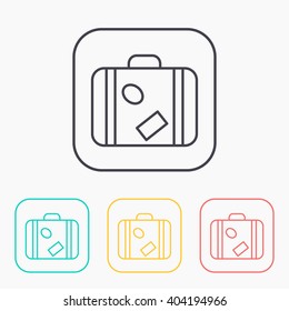 Luggage vector color icon set 