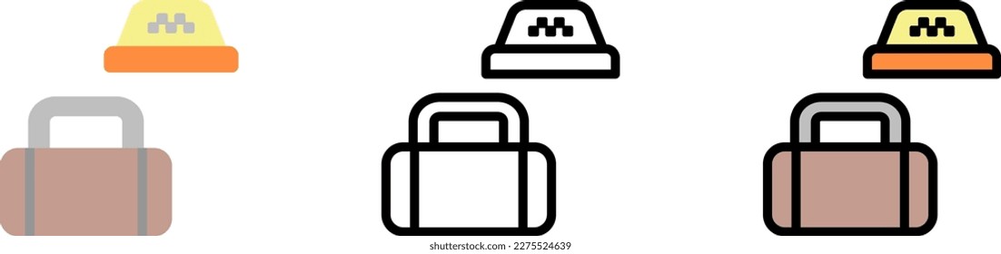 Icono del vector del equipaje en diferentes estilos. Línea, color, contorno relleno