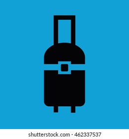 Luggage vector icon illustration. Blue background