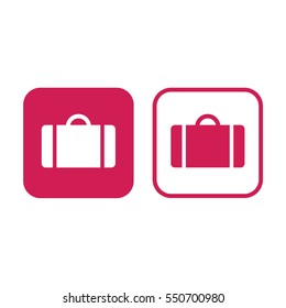 Luggage vector icon. Pink and white