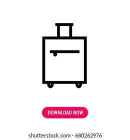 Luggage vector icon, The symbol of baggage with zip lock pocket. Simple, modern flat vector illustration for mobile app, website or desktop app   