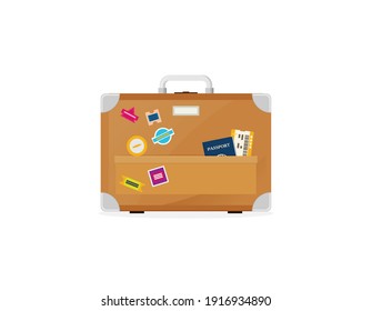 Luggage. Vector illustration of flat colorful