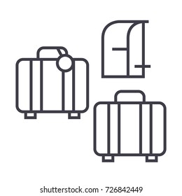 luggage vector line icon, sign, illustration on background, editable strokes