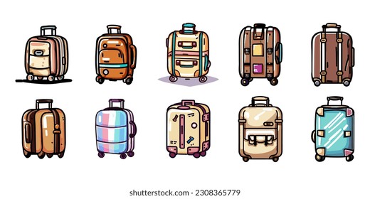 Luggage vector set collection graphic clipart design