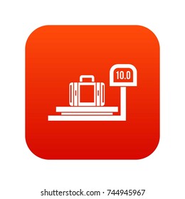 Luggage weighing icon digital red for any design isolated on white vector illustration