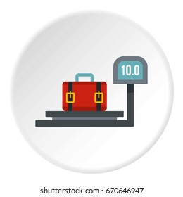 luggage weighing icon in flat circle isolated vector illustration for web