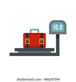 luggage weighing icon in flat style on a white background vector illustration