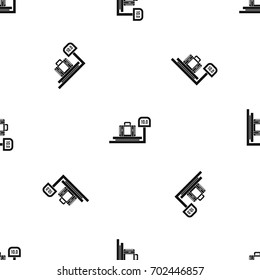 Luggage weighing pattern repeat seamless in black color for any design. Vector geometric illustration