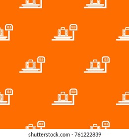 Luggage weighing pattern repeat seamless in orange color for any design. Vector geometric illustration