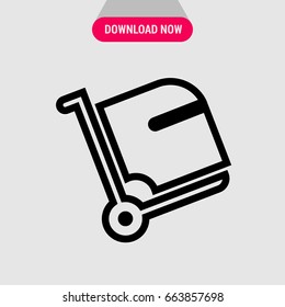 Luggage with wheels vector icon, Baggage trolley symbol. Simple, modern flat vector illustration for mobile app, website or desktop app 