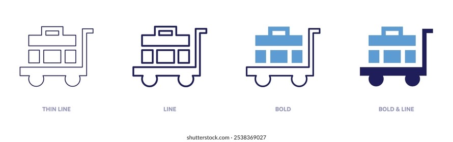 Luggages icon in 4 different styles. Thin Line, Line, Bold, and Bold Line. Duotone style. Editable stroke.