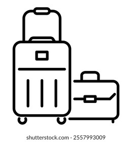 Luggages round line vector icon with editable stroke