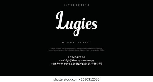 Lugies Abstrato mínimo Serif fontes alfabeto. Ilustração vetorial da tecnologia de tipografia