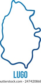 Lugo provincia de Galicia, España mapa de gradiente simple lineal azul