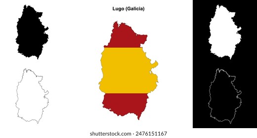 Lugo province outline map set