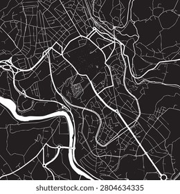 Lugo Spain city map vector illustration. Black and white street map of Lugo Galicia