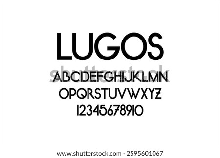 Lugos font for logo and headline. Isolated vector typeset
