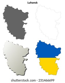 Luhansk blank outline map set - Ukrainian version
