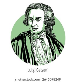 Luigi Galvani foi um médico, anatomista, fisiologista e físico italiano, um dos fundadores da eletrofisiologia e do estudo da eletricidade. Ilustração de vetor desenhada à mão