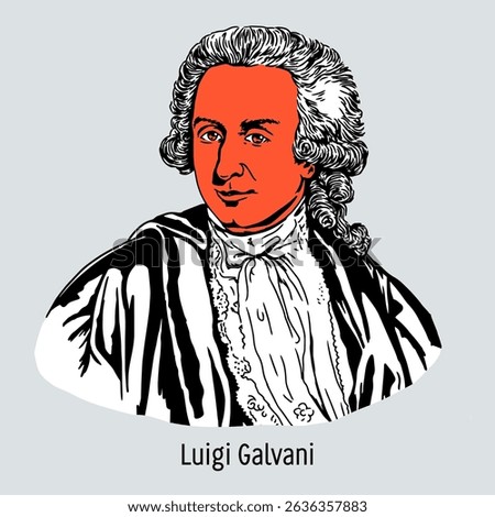 Luigi Galvani was an Italian physician, anatomist, physiologist and physicist, one of the founders of electrophysiology and the study of electricity. Hand drawn vector illustration