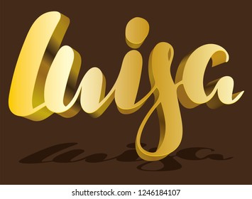 Luisa Woman's name gold shadow pattern Hand sketched lettering vector illustration EPS 10 Template as banner, card, design, print poster Typography wallpaper Modern calligraphy Drawn inspirational