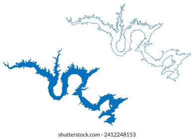 Luiz Gonzaga Lake (Federative Republic of Brazil) map vector illustration, scribble sketch Reservoir Itaparica dam map