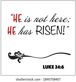 Luke 24:6- He is not here he has risen for Christian Easter encouragement from the New Testament Bible scriptures.