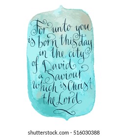 luke 2:eleven. Bible text. Christmas vector calligraphy