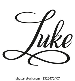 Luke. Calligraphic spelling of the name. Copperplate style. Isolated black script. Vector.