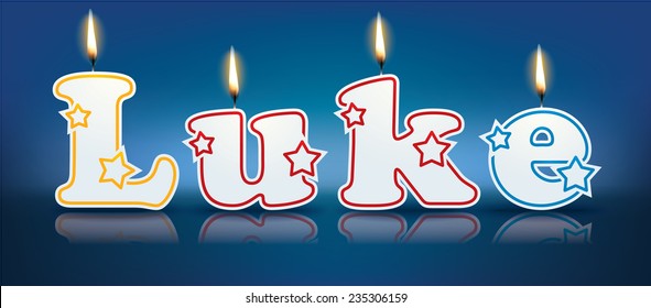 LUKE written with burning candles - vector illustration